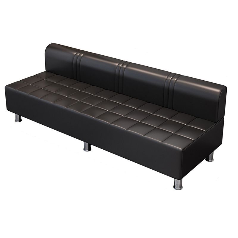 Contemporary Faux Leather Grey/Cerulean/Apricot Sofa for The Parlor