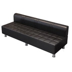 Contemporary Faux Leather Grey/Cerulean/Apricot Sofa for The Parlor