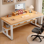 Black/Chalk Rectangular Metal Base Warp Resistant Table with Shelves, Toboggan Base, Cable Management, and Rounded Corners