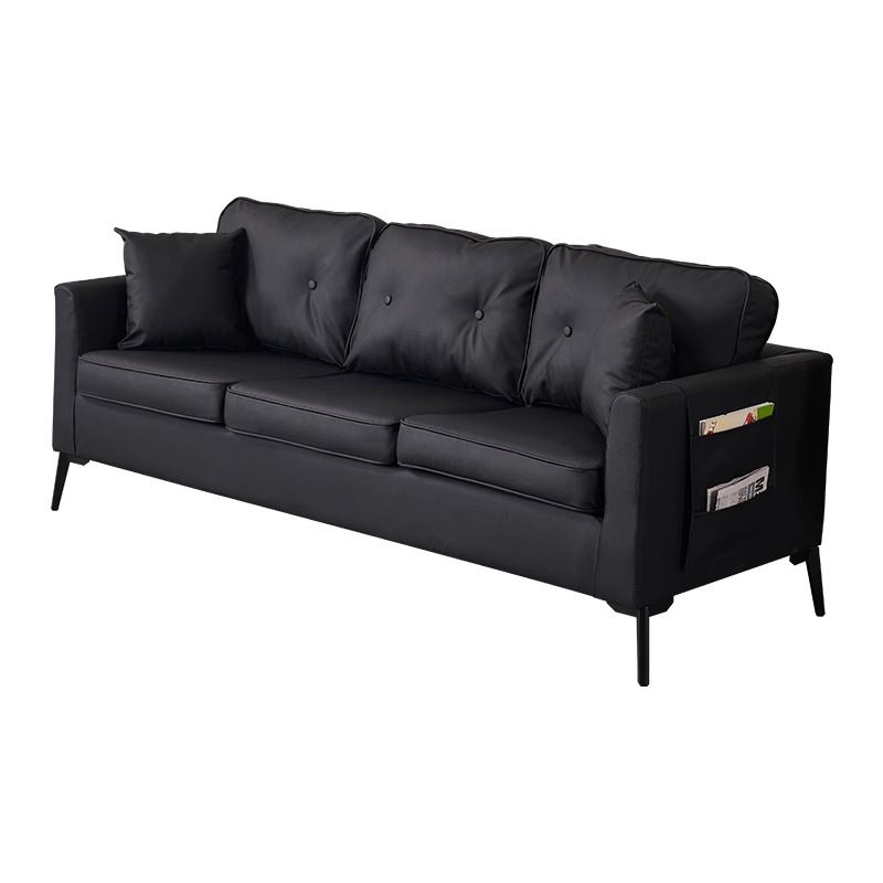 Contemporary Modern Solid Color Water Resistant Standard Sofa in Jade Green/Taupe/Amber Color for 3 with Receptacle Storage and 2 Pillows