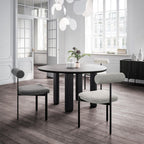 Modish Drawing Room Side Chair with Ventilated Back, Upholstered Ink Iron Legs