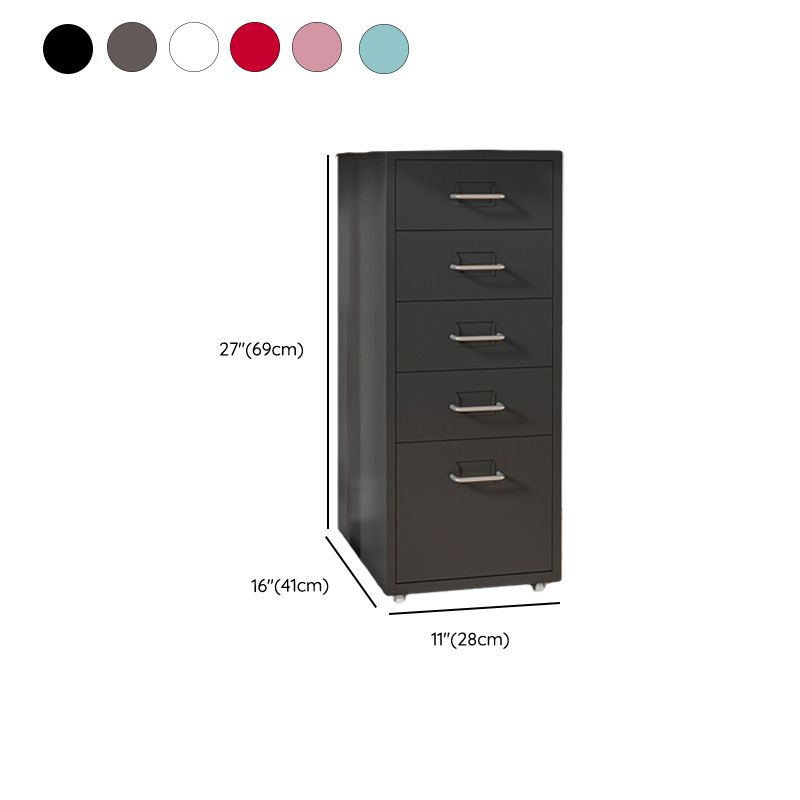 16" Wide Modern Vertical Mobile Filing Cabinet with Castors and Locking Drawers
