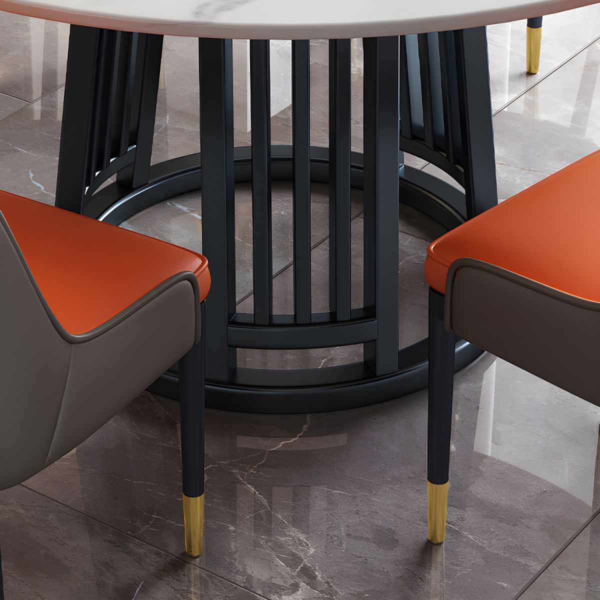 Modern 1/2/7 Pieces Dining Set Round Sintered Stone Dining Table for Dining Room