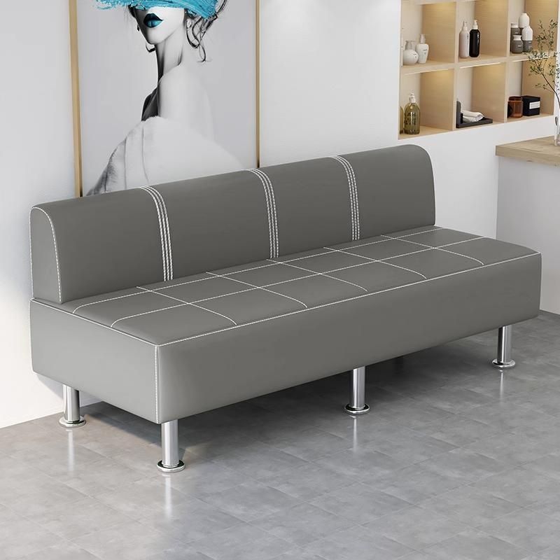 Contemporary Faux Leather Grey/Cerulean/Apricot Sofa for The Parlor