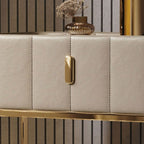 Modern Style Faux Leather Nightstand with Drawer Storage and Metal Base