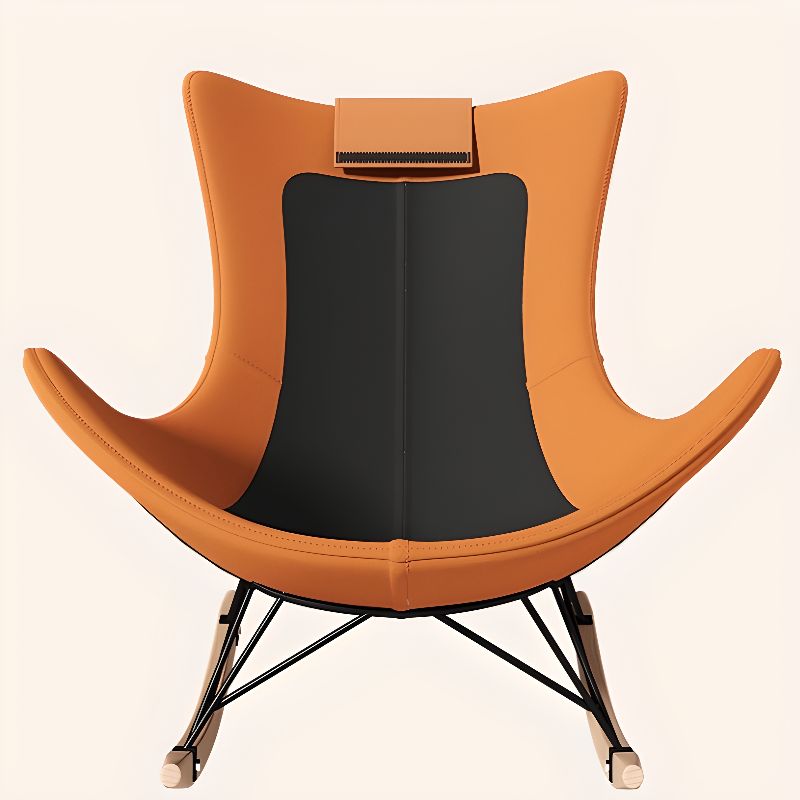Metal Frame Damp-proof Cushioned Rocking Chair with Flared Arm in a Western Style