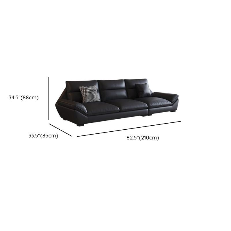 Contemporary Modern Solid Color Scratch-durable/Water Resistant Standard/Single Sofa in Midnight Black, Seats 3/5/4 with 2/1 Pillows