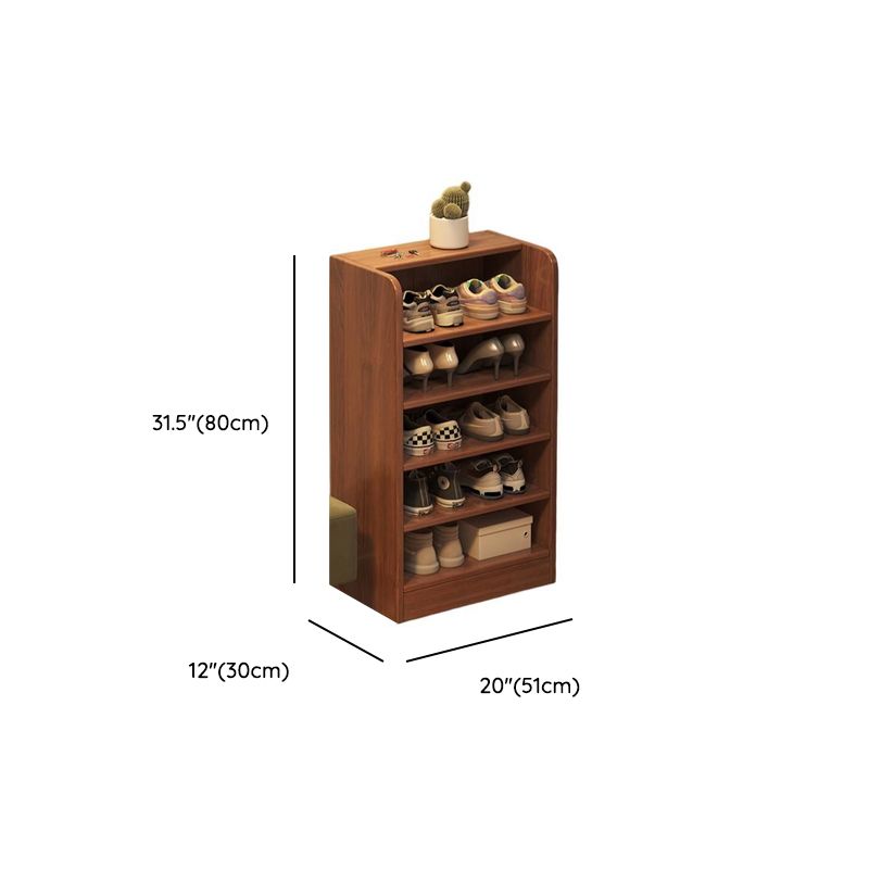 Art Deco Composite Wood Rectangle Shoe Rack with 7/6/5 Shelves for 1-20 Pairs in Drawing Room, Closed Back
