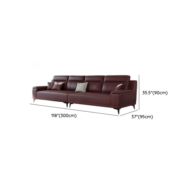 Modish Solid Color Stain Resistant Standard Sofa in Mocha Pu Leather with 2 Pillows, Seats 4/3/2-seater