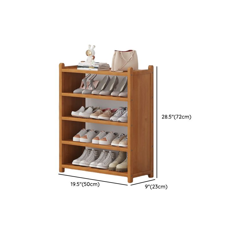 Art Deco Bambusa Rectangle Shoe Rack with Light Brown Finish, 3-6 Shelves for 11-30 Pairs in Drawing Room
