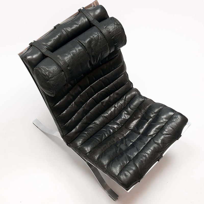 Art Deco Solid Color Side Chair in Ink with Pillow Back and Reclining Feature