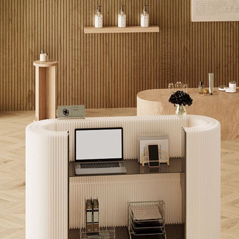 Nordic U-Shape Polymerized Material Top Reception Desk, Storage Included
