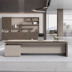 Scratch-proof Office Desk with 2 Drawers, Stump Base, Exterior Shelf, Cable Management, Front Splash, and Cooling Hole