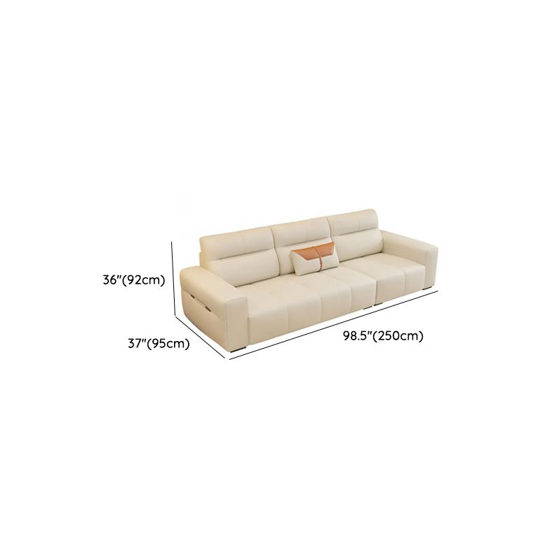 Modish Solid Color Stain Resistant Standard Sofa/Loveseat in Beige, Seats 7/6-Seater/5 Person with 3 Pillows
