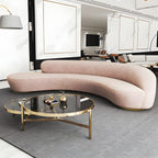 Scandinavian Cushions Tuxedo Arm Curved Living Room Fabric Settee