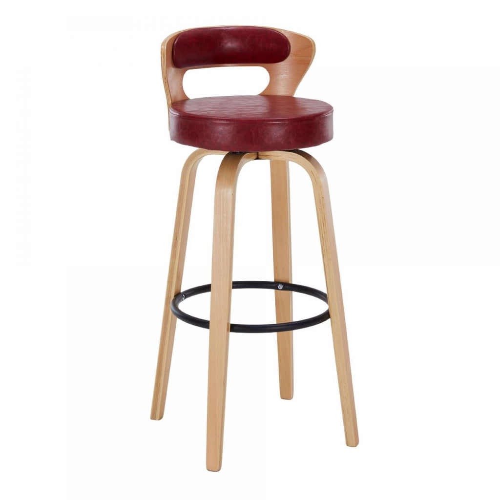 Casual Rawhide Bar Stools in Light Gray/Cream/Amber Color with Back, Turned Swivel, Round Top, and Leg Rest