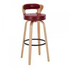 Casual Rawhide Bar Stools in Light Gray/Cream/Amber Color with Back, Turned Swivel, Round Top, and Leg Rest