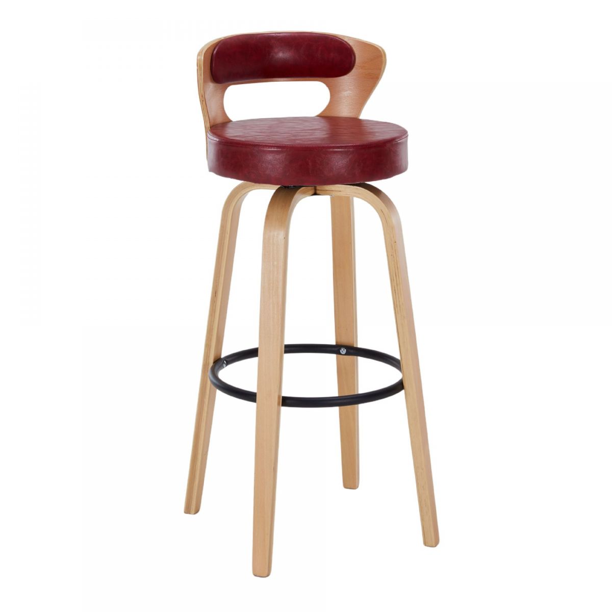 Casual Rawhide Bar Stools in Light Gray/Cream/Amber Color with Back, Turned Swivel, Round Top, and Leg Rest