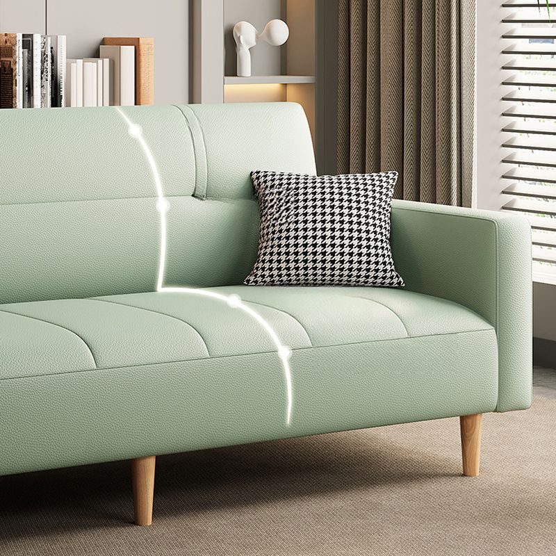 Trendy Water Resistant Convertible Sofa in Grey/Light Green/Off-White with Arm, 4-seater/Seats 3/2 People, Receptacle Storage, and 2 Pillows