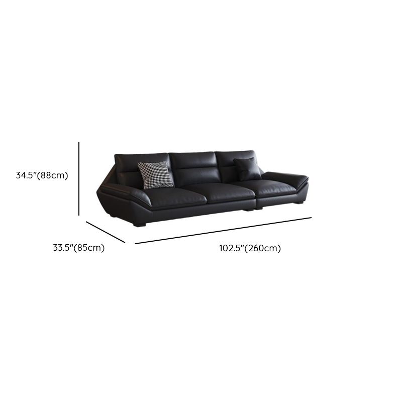 Contemporary Modern Solid Color Scratch-durable/Water Resistant Standard/Single Sofa in Midnight Black, Seats 3/5/4 with 2/1 Pillows