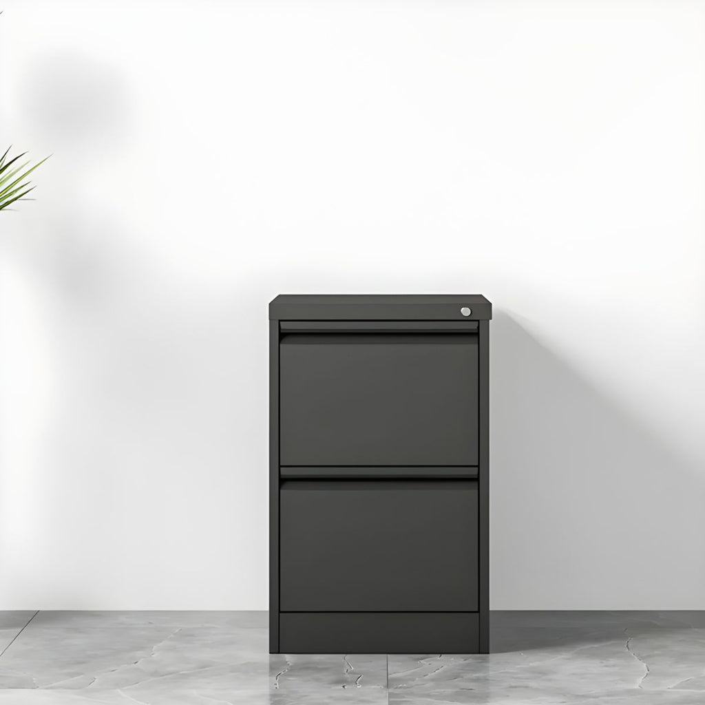 Modern Steel Vertical Filing Cabinet with Lock, Drawers & Self-Close Glides