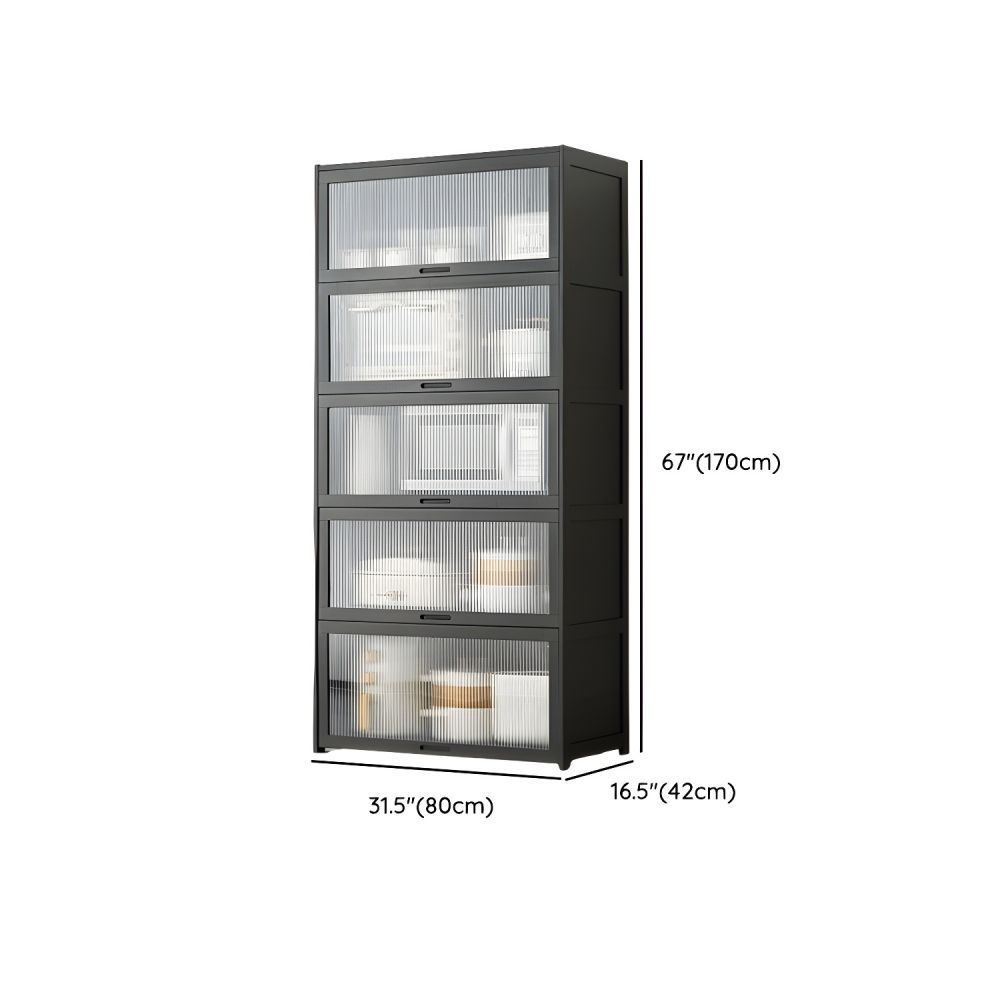 Simplistic Grey Standard Bambusa Display Stand with Cabinet, Shelf and Door