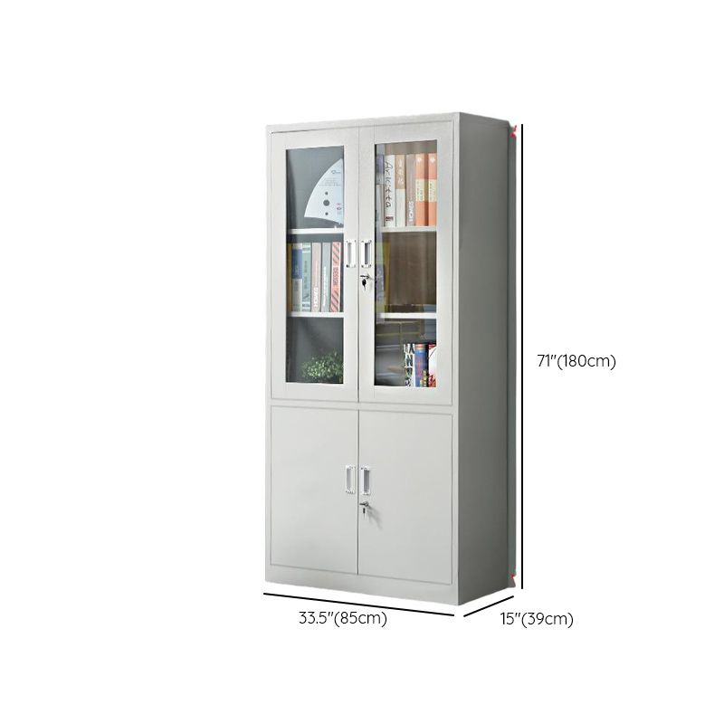 Ivory Trendy Alloy Supplies Cabinet with Locker, Adjustable Shelving, Locking Door, and 1-Wide Compartments
