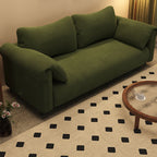 Trendy Solid Color Stain Resistant Loveseat in Black/Beige with Arm for 2 People and 2 Pillows