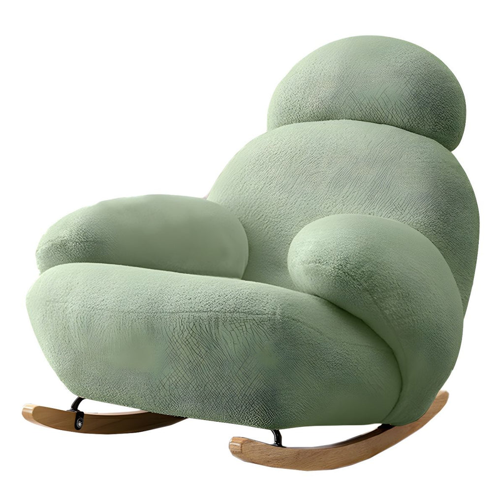 Modern Upholstered Rocking Chair - Natural Wood Legs, Round Arms, and Luxurious Foam Cushion