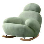 Modern Upholstered Rocking Chair - Natural Wood Legs, Round Arms, and Luxurious Foam Cushion