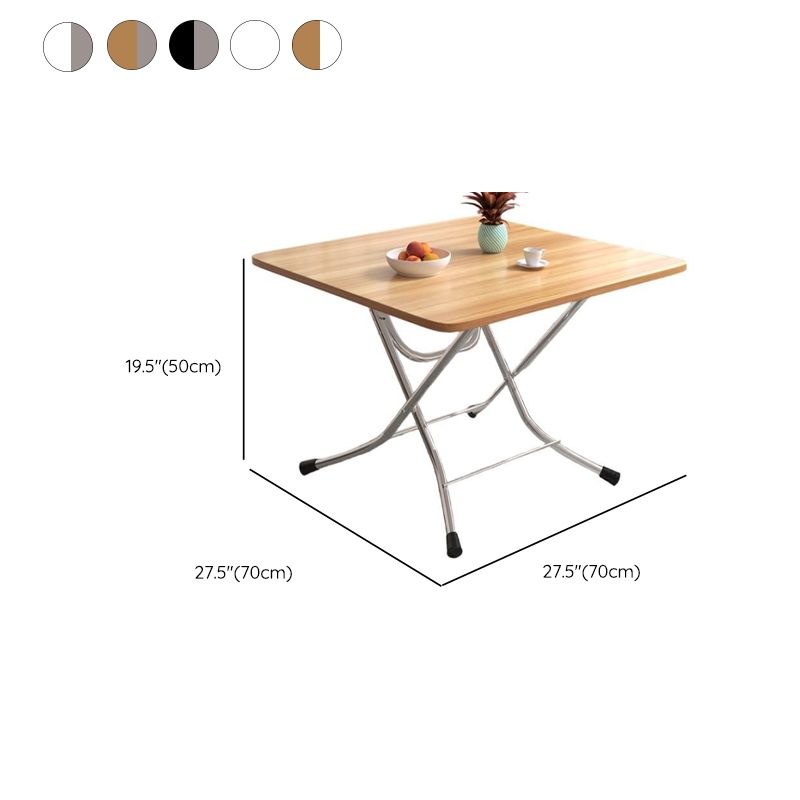 Silver Veneer Dining Table with Crossed Legs, Foldable Square Top for 2-seater, Scratch Resistant