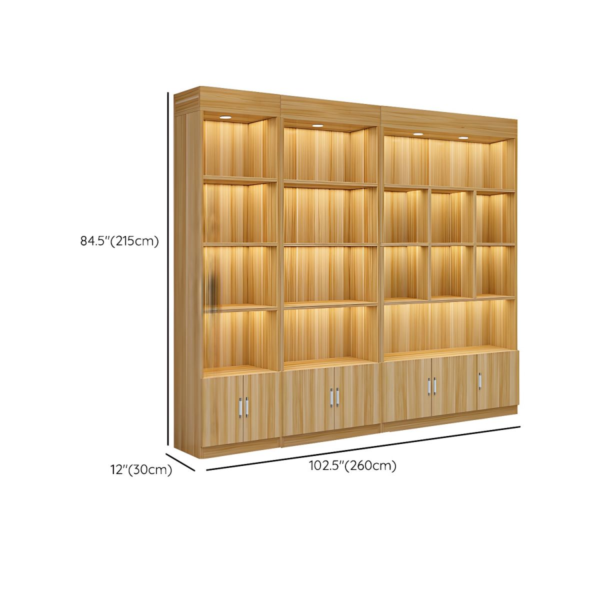 Multi-shelf Modern & Contemporary Style Wood Hutch Cabinet for Living Room