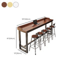 Simplistic Pub Table with Natural Wood Trestle Base in White/Auburn/Natural Finish, Rectangular with Foot Pedestal