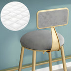 Glam Metal Home Bar Set with Gold Upholstered Chairs and Footrest