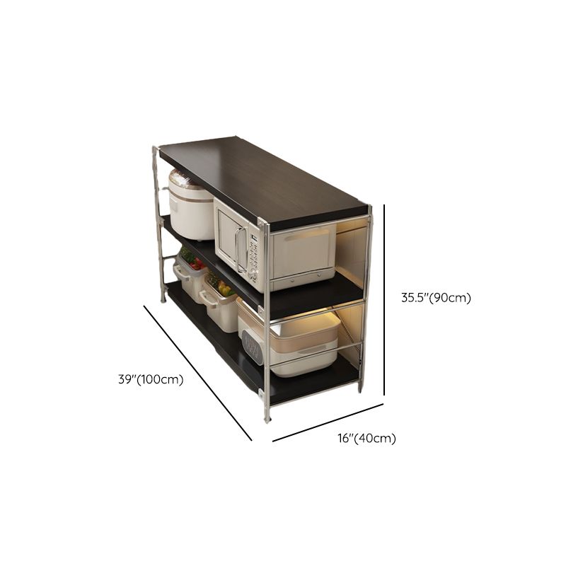 Black Contemporary Standard Baker's Rack with Wire Frame, Adjustable Shelves, and Kitchen Appliance Storage