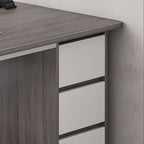 Modern Rectangular Laminate Desk with Gray/Auburn/Unfinished Color and Drawers, Perfect Office Computer Desk with Cable Management