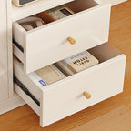 Chalk Rectangular Organizing Shelf with 2-Drawer, 6 Drawers, 5-Drawer, 4 Shelves, 9-Shelf, 6-Shelf in Laminate with Transparent Glass Door and Closed Back