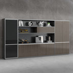 Sepia Trendy Laminate Supplies Cabinet, Scratch Resistant with Shelves, 10 Doors, and 4-Wide/3-Wide/2-Wide Compartments