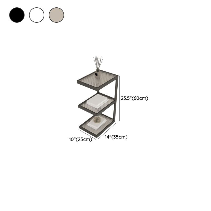Minimalist Glass Nightstand with Steel Frame - Sleek Open Storage for Bedroom Essentials