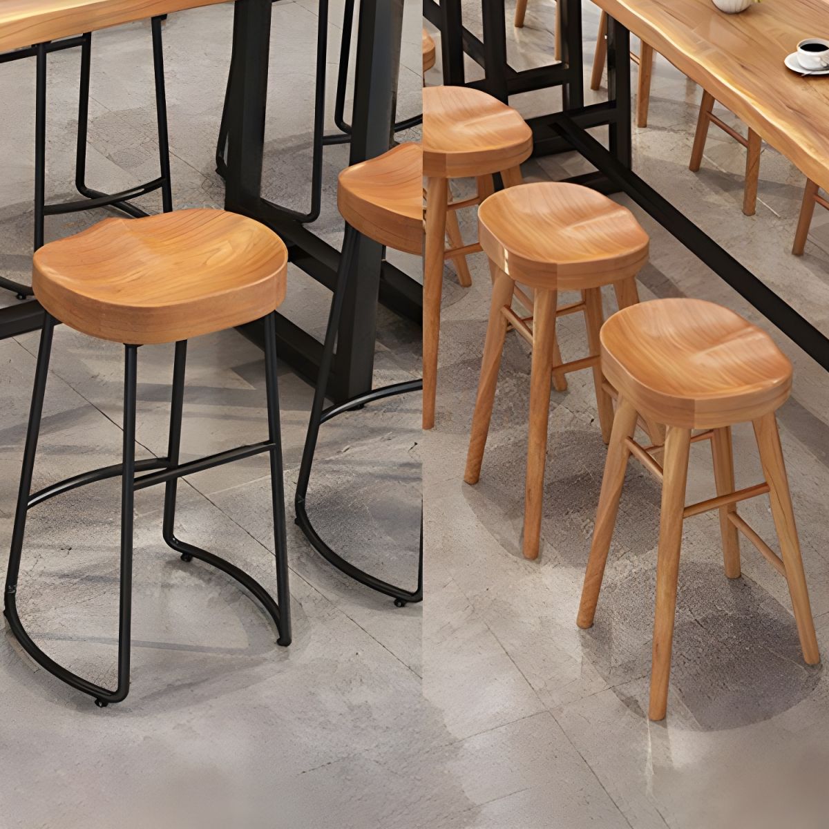 Modern 1/9 Pieces Bar Table Set Rectangle Wood Counter Table with High Stools