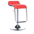 Casual Adjustable Lift Rawhide Bar Stools in Carmine with Back and Turned Pail Seat