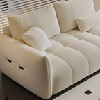 Modish Solid Color Scratch-durable Standard Sofa in Midnight Black/Mocha/Off-White, Seats 3 with 3 Pillows