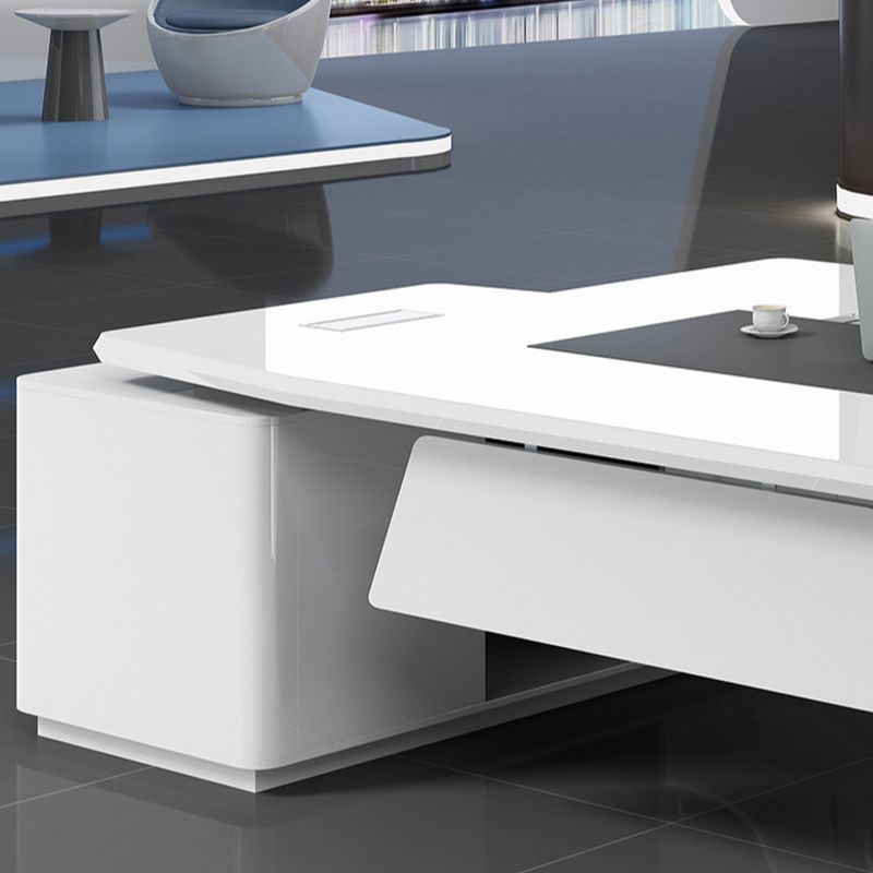 Watertight White Cabinet with 2 Drawers, Stump Base, 1 Exterior Shelf, Cable Management, and Cooling Hole