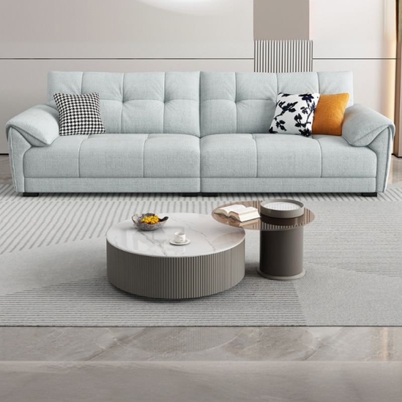 Standard Sofa with Cotton Upholstery in Light Gray and 3 Pillows