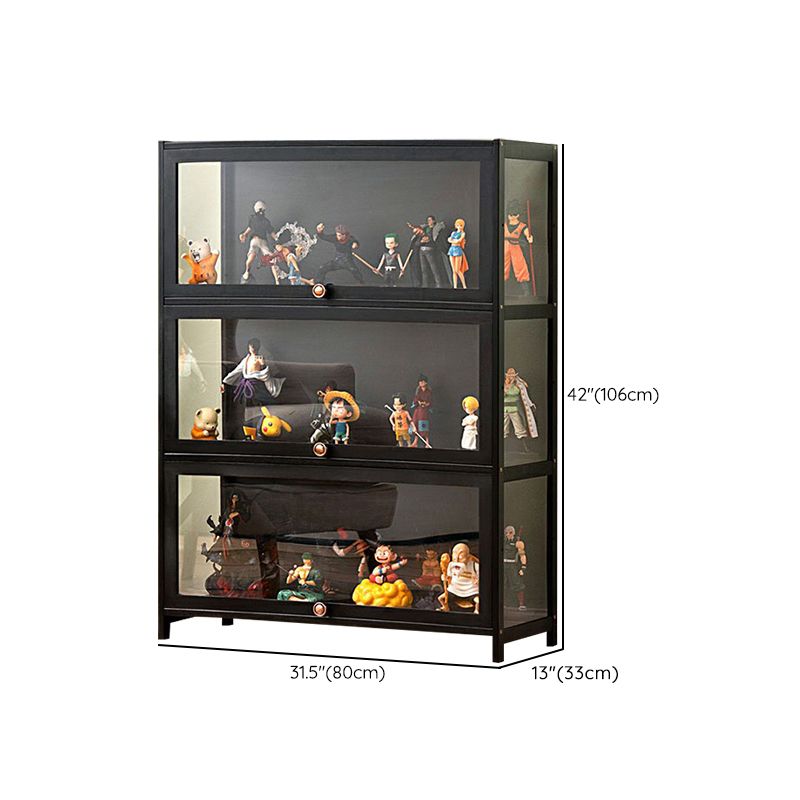 Charcoal Simplistic Bambusa Flooring Curio Cabinet with Sealed Cabinet, 2 Shelves/3 Shelves/4 Shelves, 2 Doors/3 Doors/4 Doors