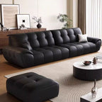Contemporary Modern Solid Color Scratch-durable Standard/Single Sofa in Midnight Black, Seats 4/3 with 2 Pillows