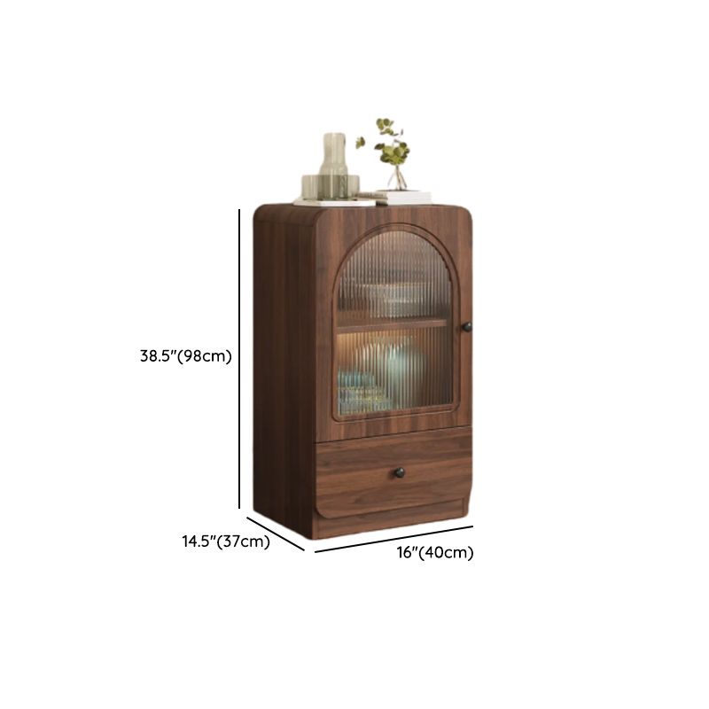 Rectangular Accent Cabinet with Closet, Glazed Door, Cabinet Knobs, Chalk/Sepia Top, Soft Close Drawer, and Stain Resistant Finish