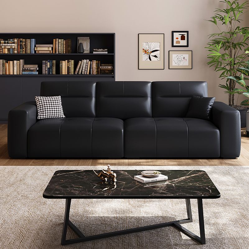 Contemporary Modern Stain Resistant Midnight Black Solid Color Sofa/Single Sofa with 2 Pillows/1 Pillow for Seats 4/2-seater/Seats 3