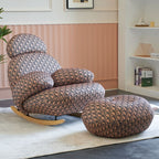 Rocking Chair Couch with Round Arm, Ottoman, Rear Back, Stationary