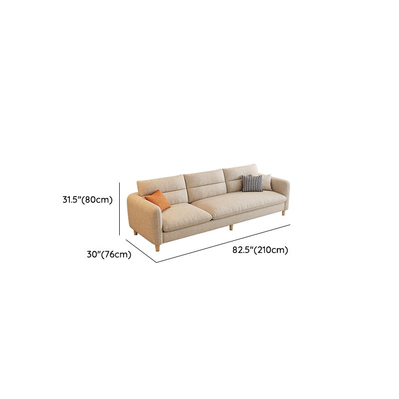 Beige Standard Sofa with Arm and 4 Pillows